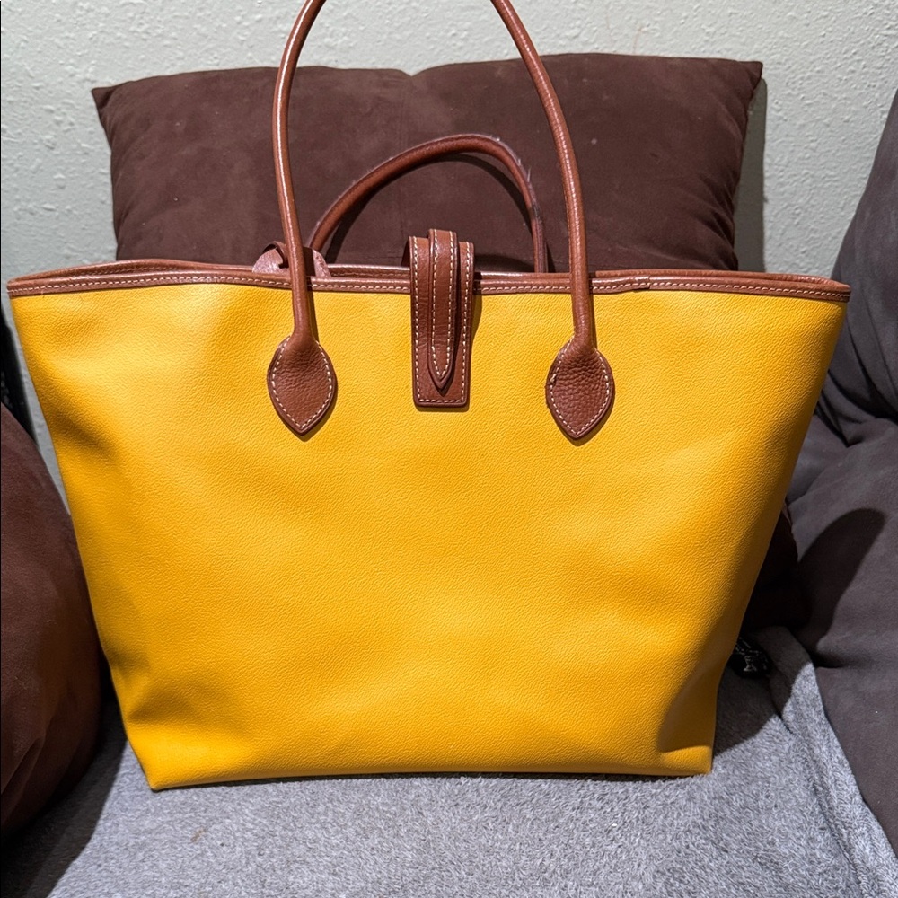 Dooney & Bourke Mustard Yellow Tote with Brown Accents - Picture 10 of 11